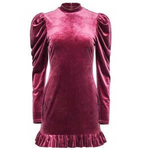 Lovers + Friends - Mauve Velvet Puff Shoulder Long Sleeve Dress Sz S